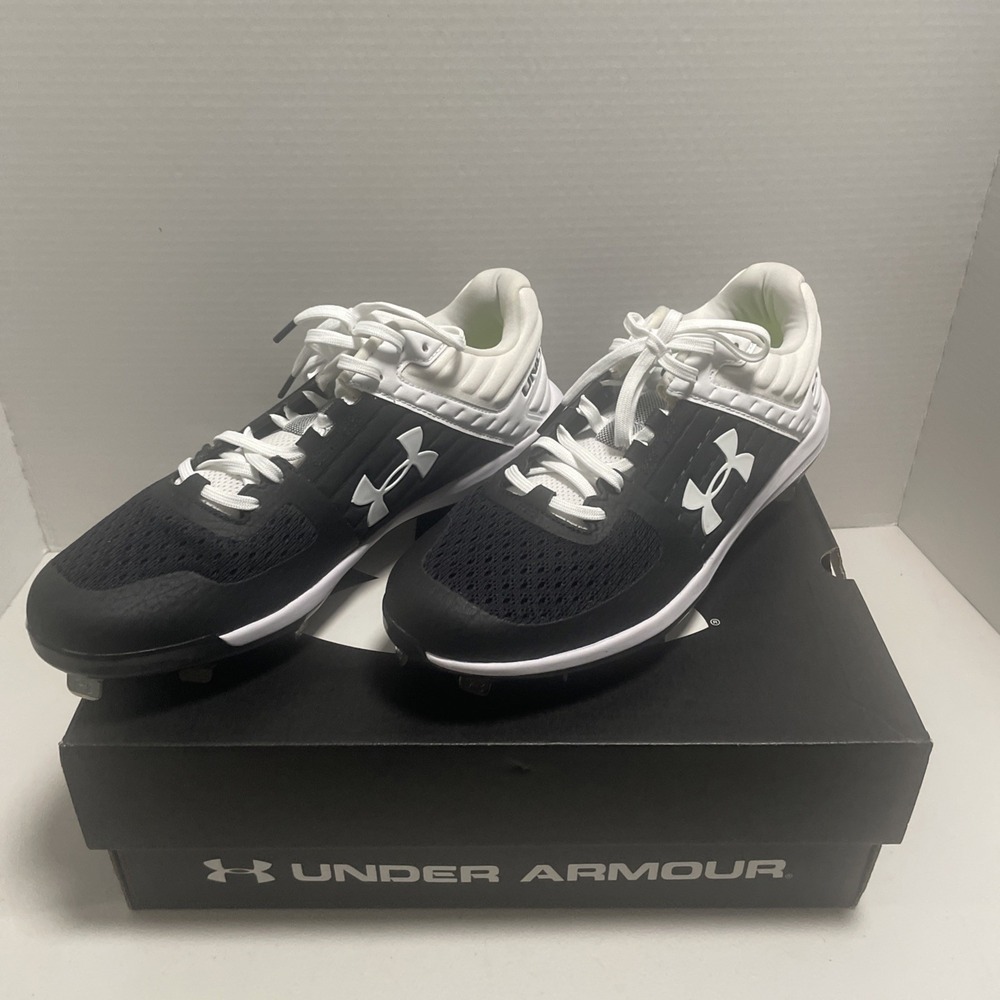 Under Armour Yard Low ST Metal Baseball Cleats Black/White Size 9